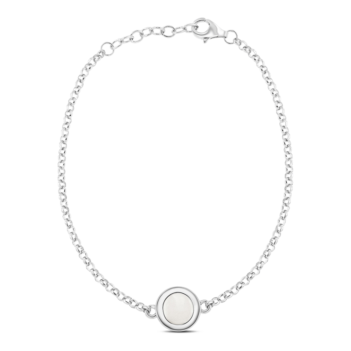 Moedermelk-armband van 925 zilver met een ronde, gladde sluiting en een gevlochten schakelontwerp.